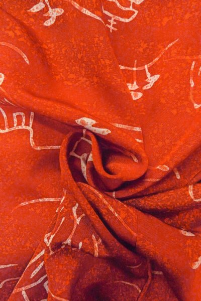 画像11: O0805H 女性用羽織  シルク（正絹） 朱赤, 家 【中古】【USED】【リサイクル】 ★★★★☆【O0805H】 (11)