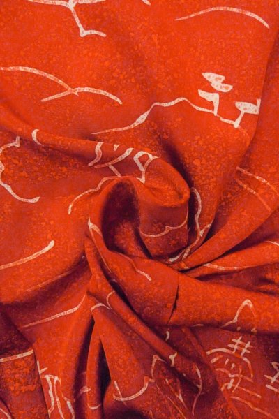 画像12: O0805H 女性用羽織  シルク（正絹） 朱赤, 家 【中古】【USED】【リサイクル】 ★★★★☆【O0805H】 (12)