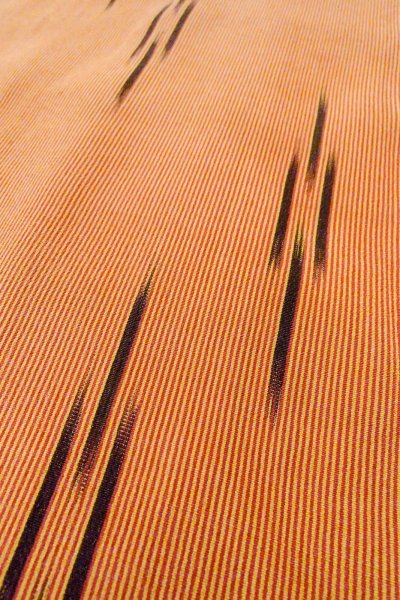 画像8: O0805M 女性用羽織  シルク（正絹） 橙色, 縞 【中古】【USED】【リサイクル】 ★★★☆☆【O0805M】 (8)