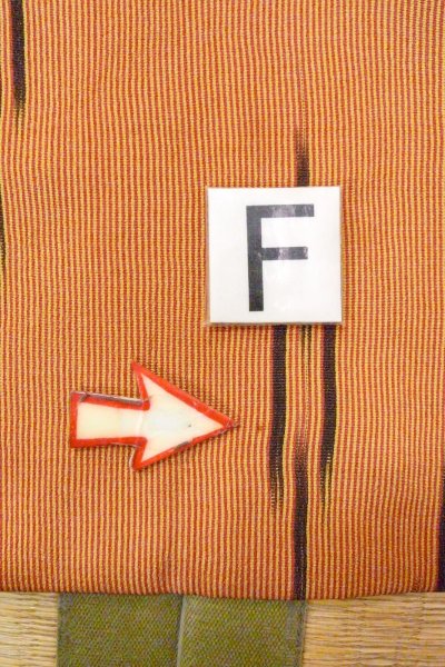 画像19: O0805M 女性用羽織  シルク（正絹） 橙色, 縞 【中古】【USED】【リサイクル】 ★★★☆☆【O0805M】 (19)