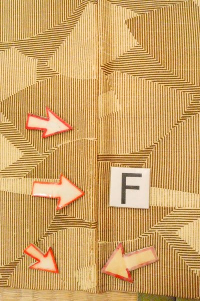 画像19: O0805Q 女性用羽織  シルク（正絹） ベージュ, 扇 【中古】【USED】【リサイクル】 ★★☆☆☆【O0805Q】 (19)