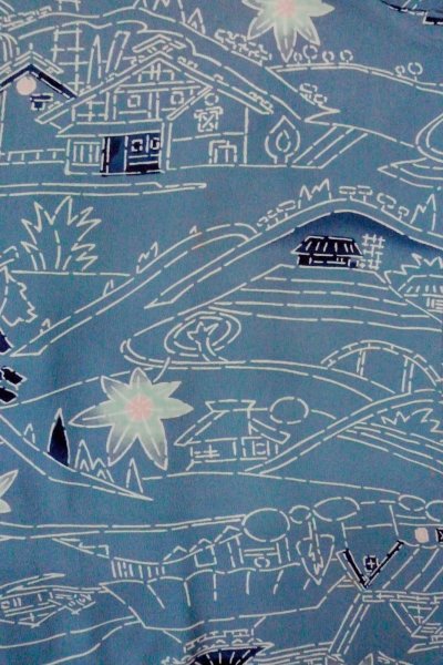 画像3: O0805S 女性用羽織  シルク（正絹） 灰色がかった青, もみじ 【中古】【USED】【リサイクル】 ★★☆☆☆【O0805S】 (3)