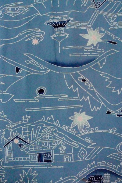 画像4: O0805S 女性用羽織  シルク（正絹） 灰色がかった青, もみじ 【中古】【USED】【リサイクル】 ★★☆☆☆【O0805S】 (4)