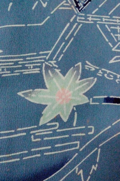 画像6: O0805S 女性用羽織  シルク（正絹） 灰色がかった青, もみじ 【中古】【USED】【リサイクル】 ★★☆☆☆【O0805S】 (6)