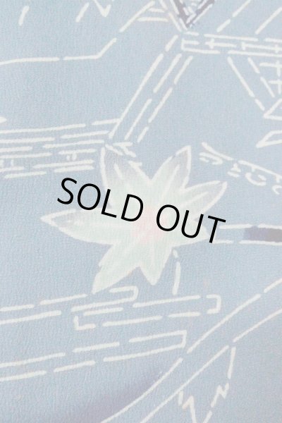 画像6: O0805S 女性用羽織  シルク（正絹） 灰色がかった青, もみじ 【中古】【USED】【リサイクル】 ★★☆☆☆【O0805S】 (6)