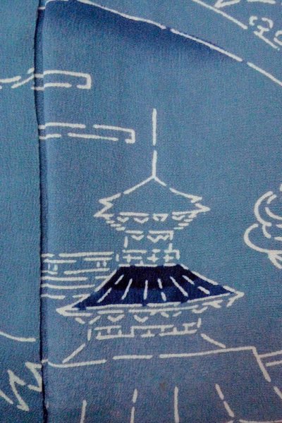 画像7: O0805S 女性用羽織  シルク（正絹） 灰色がかった青, もみじ 【中古】【USED】【リサイクル】 ★★☆☆☆【O0805S】 (7)