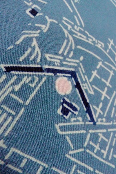 画像8: O0805S 女性用羽織  シルク（正絹） 灰色がかった青, もみじ 【中古】【USED】【リサイクル】 ★★☆☆☆【O0805S】 (8)