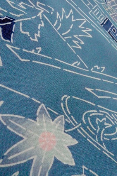 画像9: O0805S 女性用羽織  シルク（正絹） 灰色がかった青, もみじ 【中古】【USED】【リサイクル】 ★★☆☆☆【O0805S】 (9)