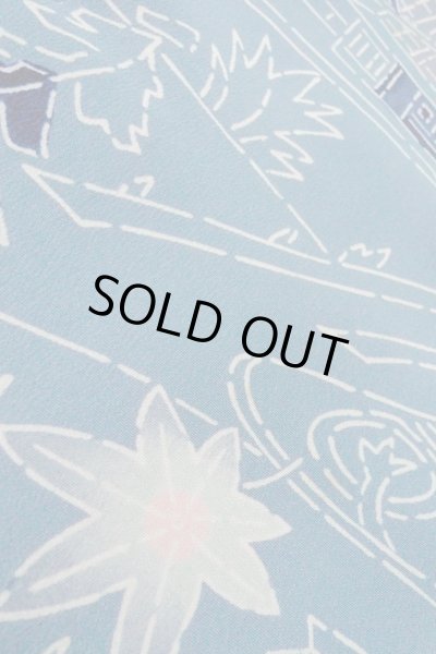 画像9: O0805S 女性用羽織  シルク（正絹） 灰色がかった青, もみじ 【中古】【USED】【リサイクル】 ★★☆☆☆【O0805S】 (9)