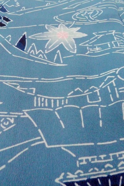 画像10: O0805S 女性用羽織  シルク（正絹） 灰色がかった青, もみじ 【中古】【USED】【リサイクル】 ★★☆☆☆【O0805S】 (10)