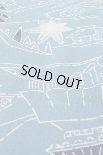 画像10: O0805S 女性用羽織  シルク（正絹） 灰色がかった青, もみじ 【中古】【USED】【リサイクル】 ★★☆☆☆【O0805S】 (10)