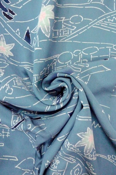 画像11: O0805S 女性用羽織  シルク（正絹） 灰色がかった青, もみじ 【中古】【USED】【リサイクル】 ★★☆☆☆【O0805S】 (11)