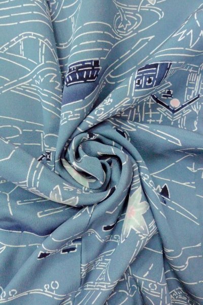 画像12: O0805S 女性用羽織  シルク（正絹） 灰色がかった青, もみじ 【中古】【USED】【リサイクル】 ★★☆☆☆【O0805S】 (12)