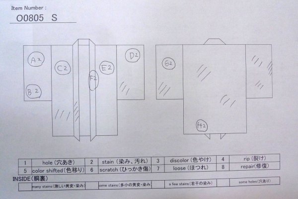 画像13: O0805S 女性用羽織  シルク（正絹） 灰色がかった青, もみじ 【中古】【USED】【リサイクル】 ★★☆☆☆【O0805S】 (13)