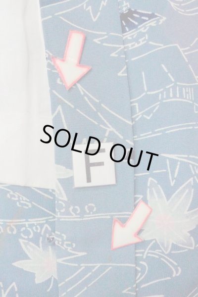 画像19: O0805S 女性用羽織  シルク（正絹） 灰色がかった青, もみじ 【中古】【USED】【リサイクル】 ★★☆☆☆【O0805S】 (19)