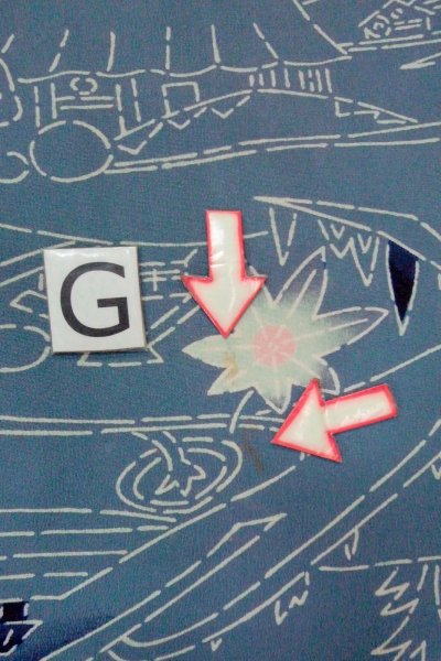 画像20: O0805S 女性用羽織  シルク（正絹） 灰色がかった青, もみじ 【中古】【USED】【リサイクル】 ★★☆☆☆【O0805S】 (20)