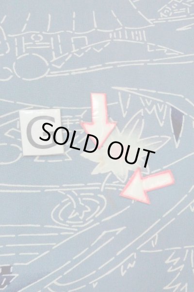 画像20: O0805S 女性用羽織  シルク（正絹） 灰色がかった青, もみじ 【中古】【USED】【リサイクル】 ★★☆☆☆【O0805S】 (20)