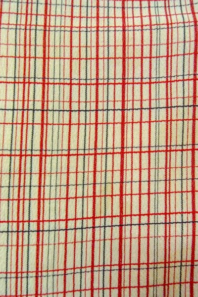 画像5: O0805T 女性用羽織  シルク（正絹） 黒, チェック柄 【中古】【USED】【リサイクル】 ★★☆☆☆【O0805T】 (5)