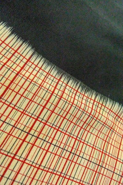 画像8: O0805T 女性用羽織  シルク（正絹） 黒, チェック柄 【中古】【USED】【リサイクル】 ★★☆☆☆【O0805T】 (8)