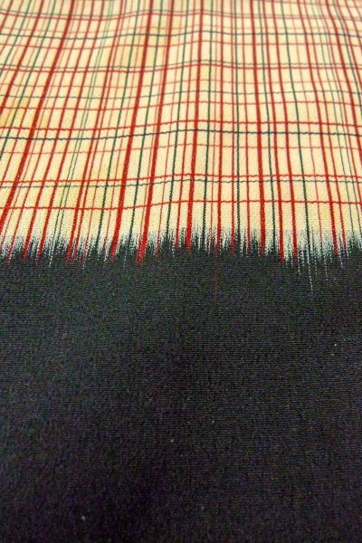 画像10: O0805T 女性用羽織  シルク（正絹） 黒, チェック柄 【中古】【USED】【リサイクル】 ★★☆☆☆【O0805T】 (10)