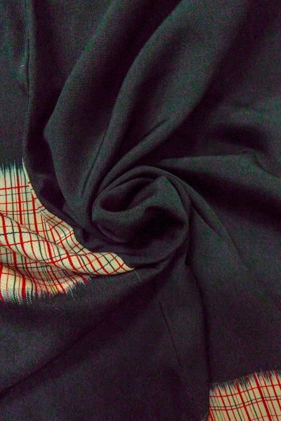 画像12: O0805T 女性用羽織  シルク（正絹） 黒, チェック柄 【中古】【USED】【リサイクル】 ★★☆☆☆【O0805T】 (12)