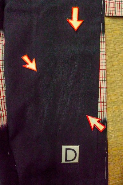 画像17: O0805T 女性用羽織  シルク（正絹） 黒, チェック柄 【中古】【USED】【リサイクル】 ★★☆☆☆【O0805T】 (17)