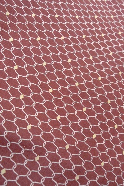 画像8: O0805V 女性用羽織  化繊 深いえんじ, 幾何学模様 【中古】【USED】【リサイクル】 ★★★☆☆【O0805V】 (8)