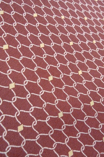 画像9: O0805V 女性用羽織  化繊 深いえんじ, 幾何学模様 【中古】【USED】【リサイクル】 ★★★☆☆【O0805V】 (9)