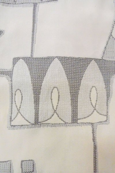 画像7: O0805Y 女性用羽織  シルク（正絹） 灰色, 幾何学模様 【中古】【USED】【リサイクル】 ★★☆☆☆【O0805Y】 (7)