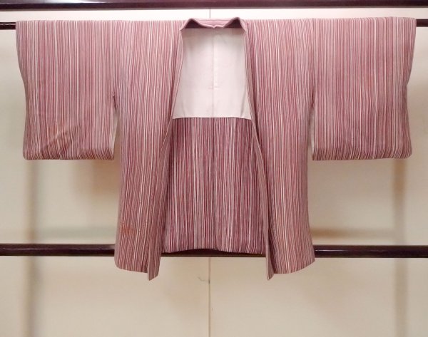 画像1: O0805Z 女性用羽織  シルク（正絹） 深いえんじ, 竹 【中古】【USED】【リサイクル】 ★★★☆☆【O0805Z】 (1)