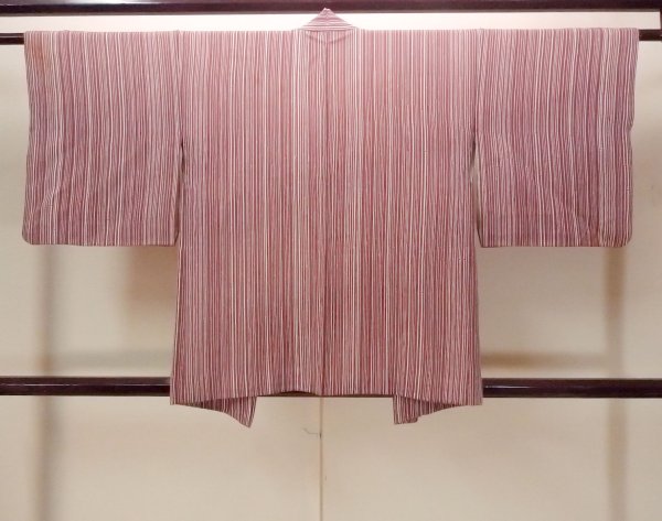 画像2: O0805Z 女性用羽織  シルク（正絹） 深いえんじ, 竹 【中古】【USED】【リサイクル】 ★★★☆☆【O0805Z】 (2)