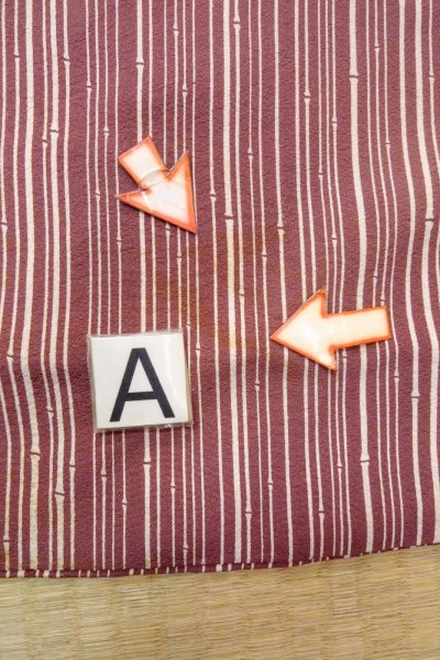 画像14: O0805Z 女性用羽織  シルク（正絹） 深いえんじ, 竹 【中古】【USED】【リサイクル】 ★★★☆☆【O0805Z】 (14)