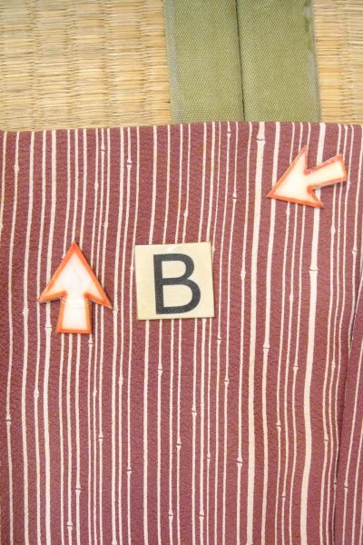 画像15: O0805Z 女性用羽織  シルク（正絹） 深いえんじ, 竹 【中古】【USED】【リサイクル】 ★★★☆☆【O0805Z】 (15)