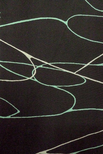 画像5: O0806C 女性用羽織  シルク（正絹） 黒, 流水 【中古】【USED】【リサイクル】 ★★★☆☆【O0806C】 (5)