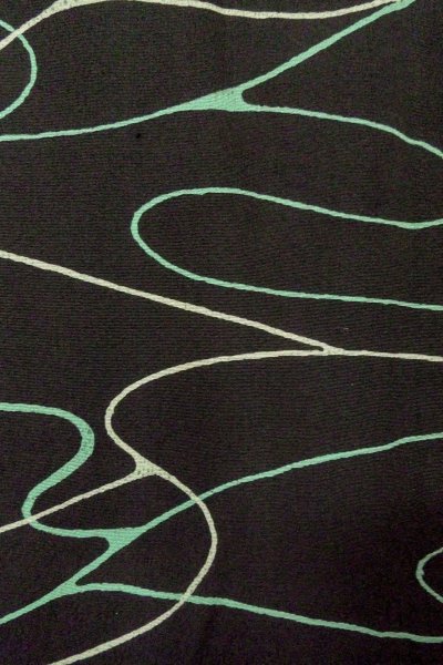 画像7: O0806C 女性用羽織  シルク（正絹） 黒, 流水 【中古】【USED】【リサイクル】 ★★★☆☆【O0806C】 (7)