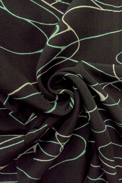 画像11: O0806C 女性用羽織  シルク（正絹） 黒, 流水 【中古】【USED】【リサイクル】 ★★★☆☆【O0806C】 (11)