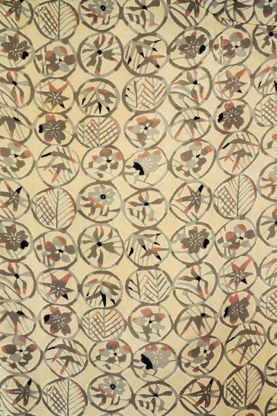 画像3: O0806D 女性用羽織  シルク（正絹） 薄いアイボリー, 花 【中古】【USED】【リサイクル】 ★★☆☆☆【O0806D】 (3)