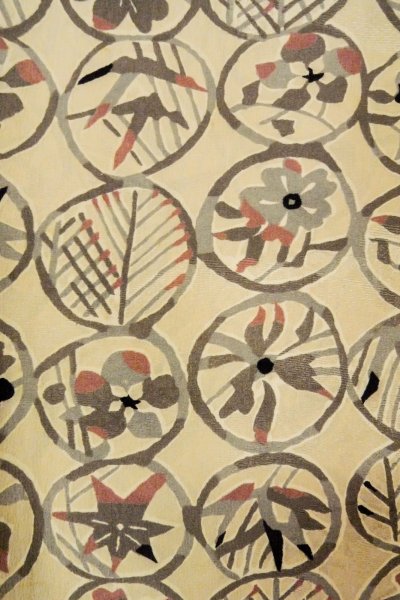 画像5: O0806D 女性用羽織  シルク（正絹） 薄いアイボリー, 花 【中古】【USED】【リサイクル】 ★★☆☆☆【O0806D】 (5)