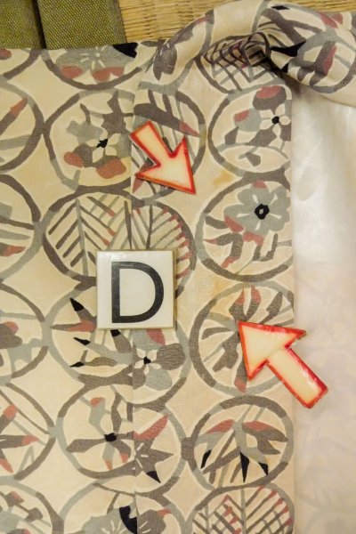 画像17: O0806D 女性用羽織  シルク（正絹） 薄いアイボリー, 花 【中古】【USED】【リサイクル】 ★★☆☆☆【O0806D】 (17)