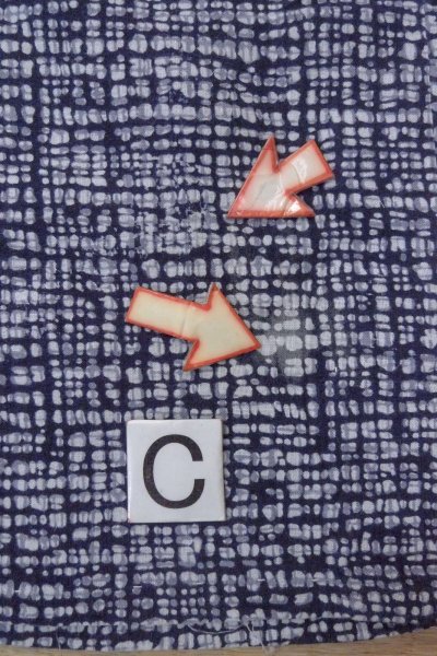 画像16: O0826A 男性用浴衣（日本製）  麻 藍, 抽象的模様 【中古】【USED】【リサイクル】 ★☆☆☆☆【O0826A】 (16)