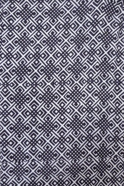 画像3: O0826F 女性用浴衣（日本製）  綿 藍, 幾何学模様 【中古】【USED】【リサイクル】 ★★★☆☆【O0826F】 (3)