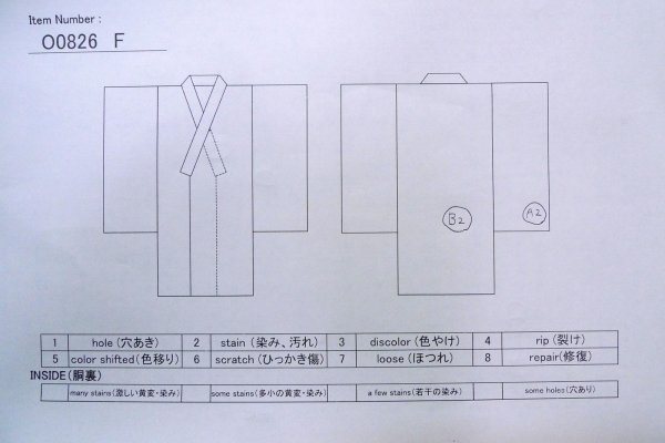 画像13: O0826F 女性用浴衣（日本製）  綿 藍, 幾何学模様 【中古】【USED】【リサイクル】 ★★★☆☆【O0826F】 (13)