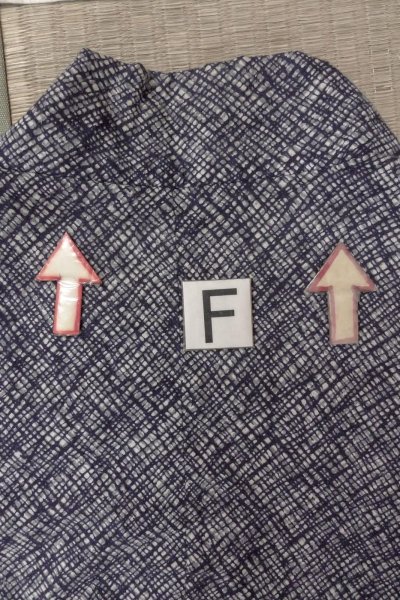 画像19: O0826G 女性用浴衣（日本製）  綿 藍, チェック柄 【中古】【USED】【リサイクル】 ★☆☆☆☆【O0826G】 (19)