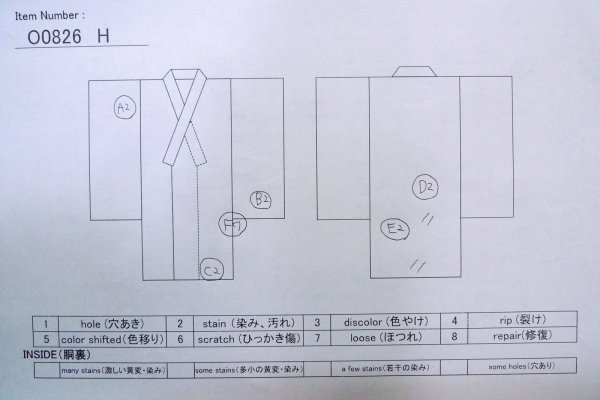 画像13: O0826H 女性用浴衣（日本製）  綿 薄い水色, 藤 【中古】【USED】【リサイクル】 ★☆☆☆☆【O0826H】 (13)