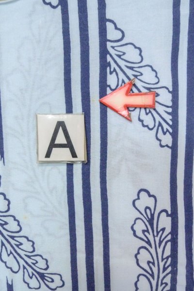 画像14: O0826H 女性用浴衣（日本製）  綿 薄い水色, 藤 【中古】【USED】【リサイクル】 ★☆☆☆☆【O0826H】 (14)