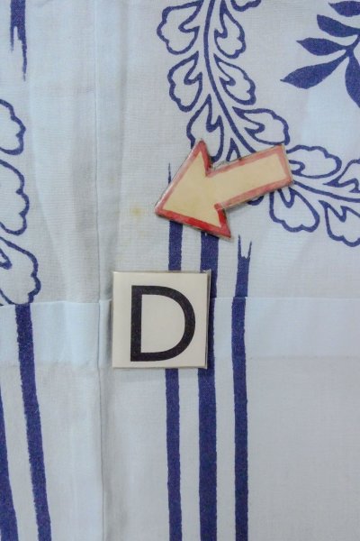 画像17: O0826H 女性用浴衣（日本製）  綿 薄い水色, 藤 【中古】【USED】【リサイクル】 ★☆☆☆☆【O0826H】 (17)