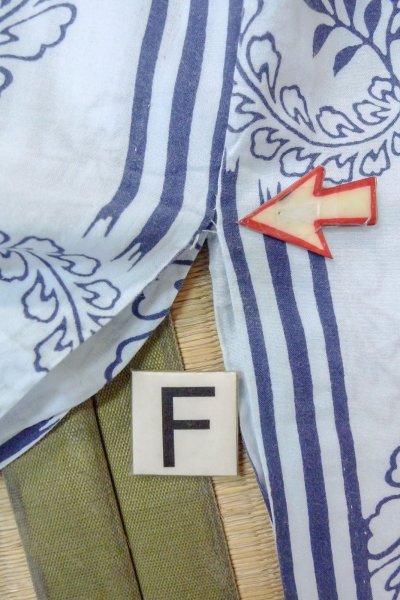 画像19: O0826H 女性用浴衣（日本製）  綿 薄い水色, 藤 【中古】【USED】【リサイクル】 ★☆☆☆☆【O0826H】 (19)