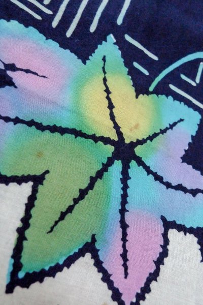 画像8: O0826J 女性用注染浴衣  綿 深い藍, もみじ 【中古】【USED】【リサイクル】 ★★☆☆☆【O0826J】 (8)