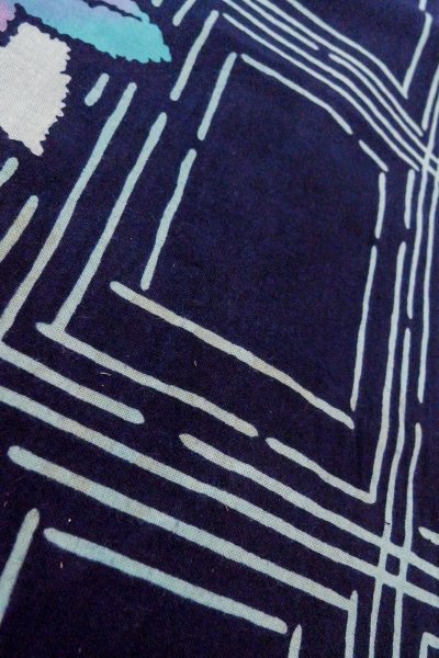 画像10: O0826J 女性用注染浴衣  綿 深い藍, もみじ 【中古】【USED】【リサイクル】 ★★☆☆☆【O0826J】 (10)