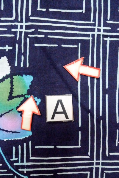 画像14: O0826J 女性用注染浴衣  綿 深い藍, もみじ 【中古】【USED】【リサイクル】 ★★☆☆☆【O0826J】 (14)